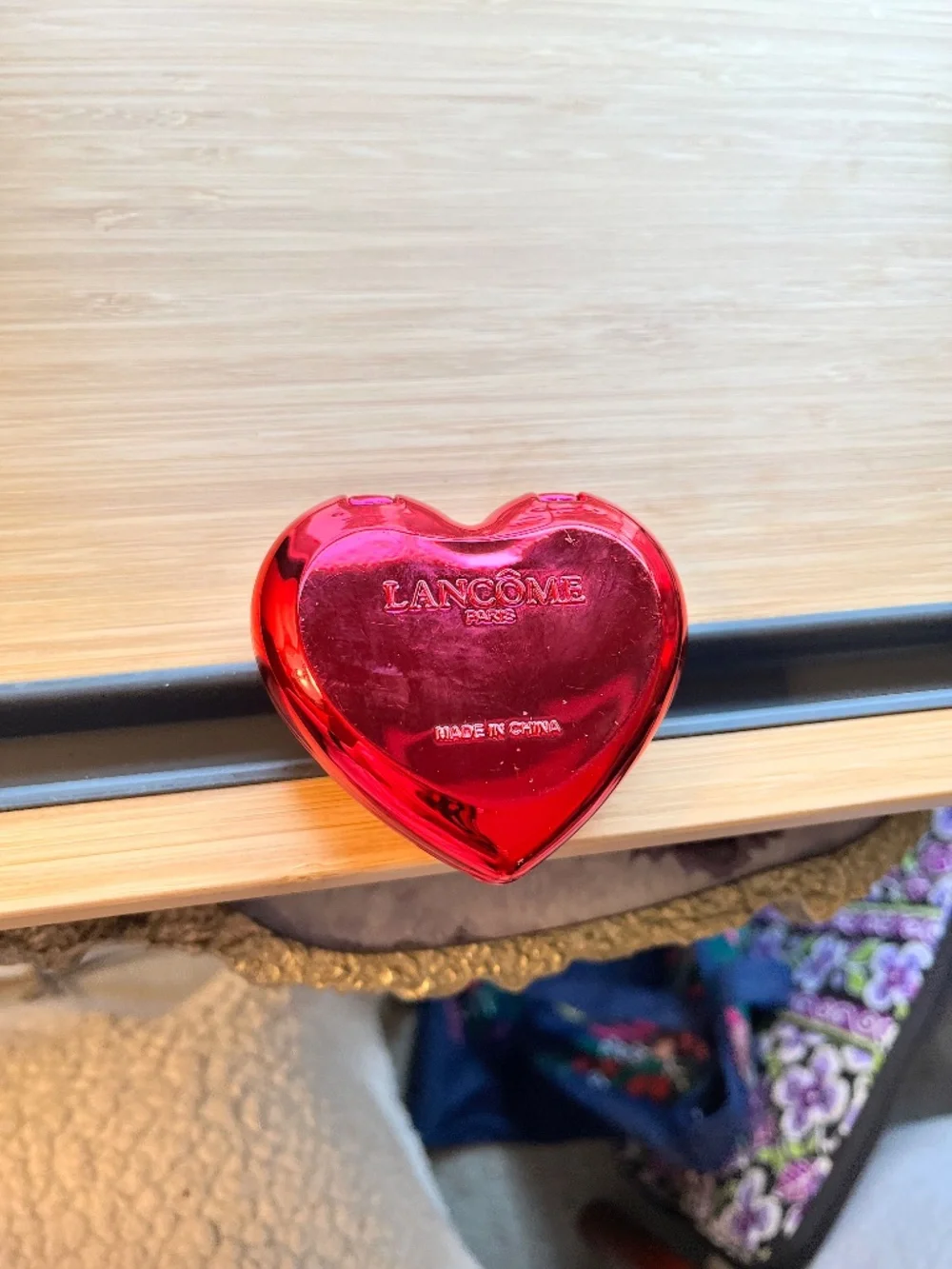 Lancome Limited Edition Shiny Hot Pink Heart Double Mirror Compact